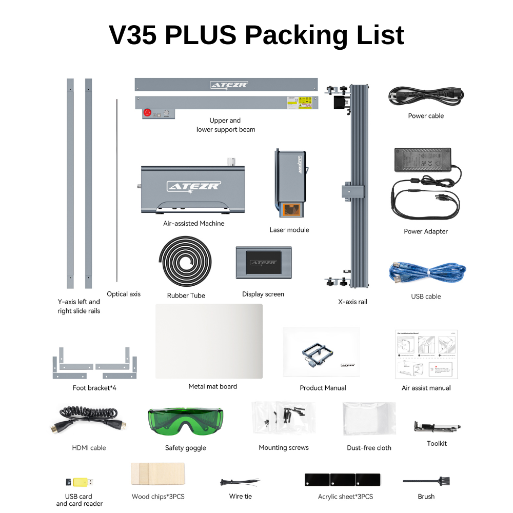 Atezr V35 PLUS 35W Laser Engraver with KA and KE Set [Pre-Sale]