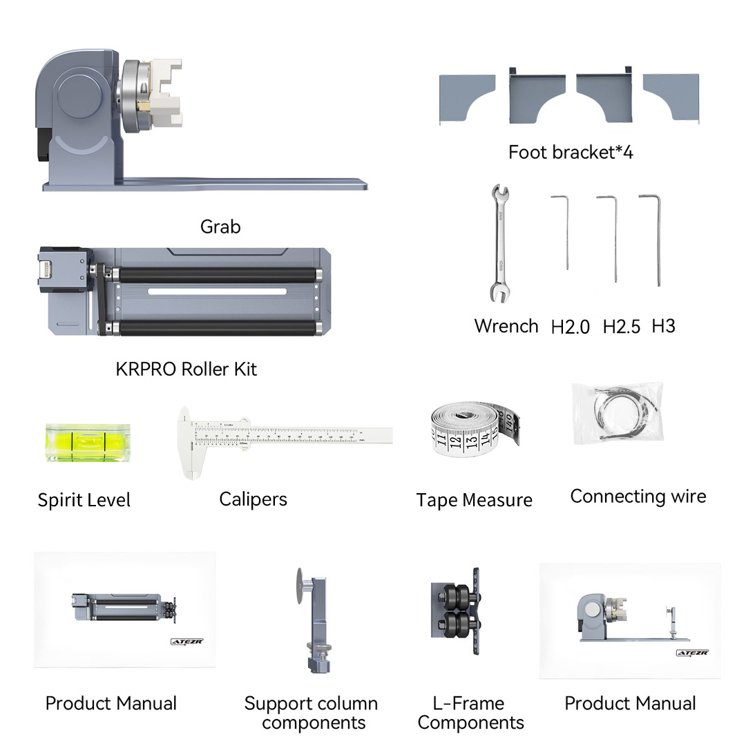 Atezr KR PRO Multi 4-in-1 Rotary Roller for Laser Engraver