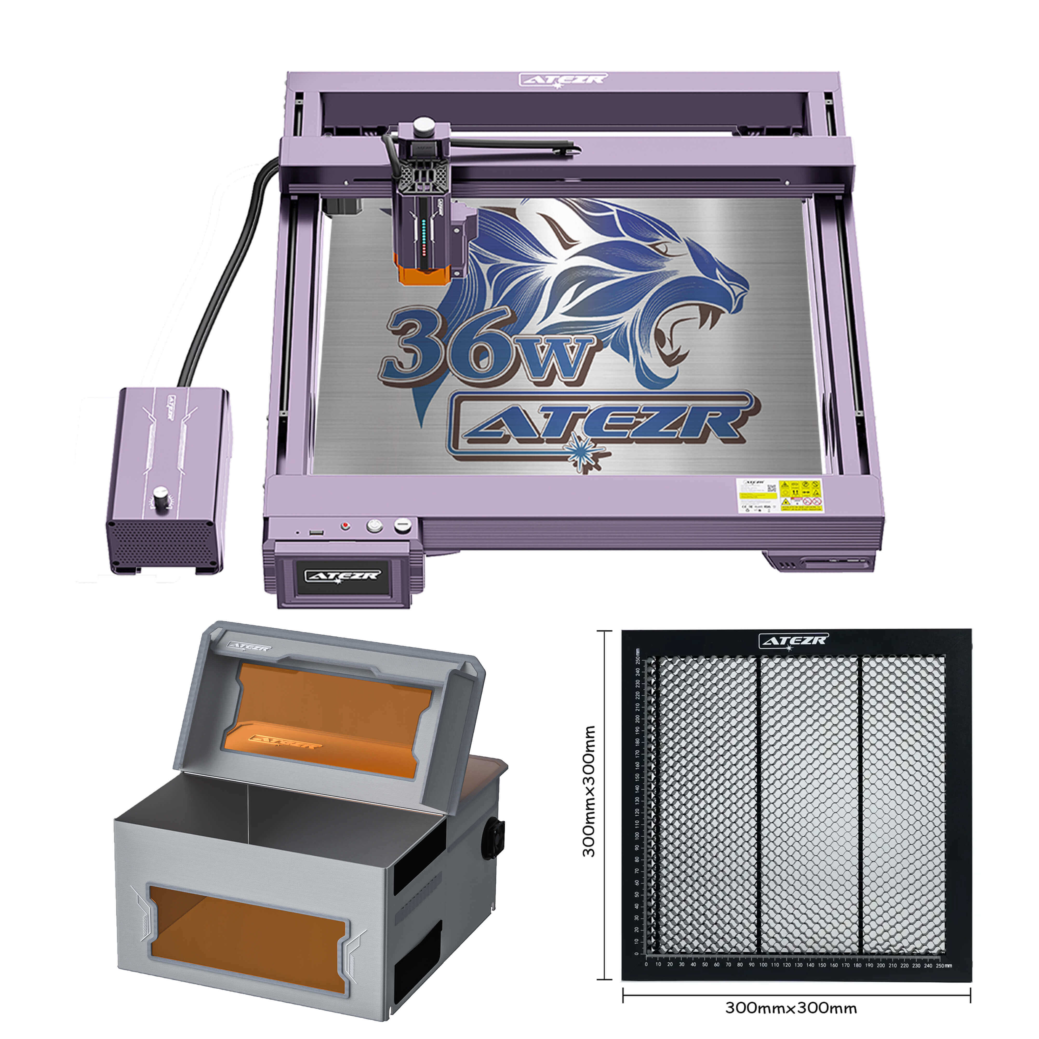 Atezr L2 36W Laser Engraver With AS Foldable Enclosure & F4 Table Panel