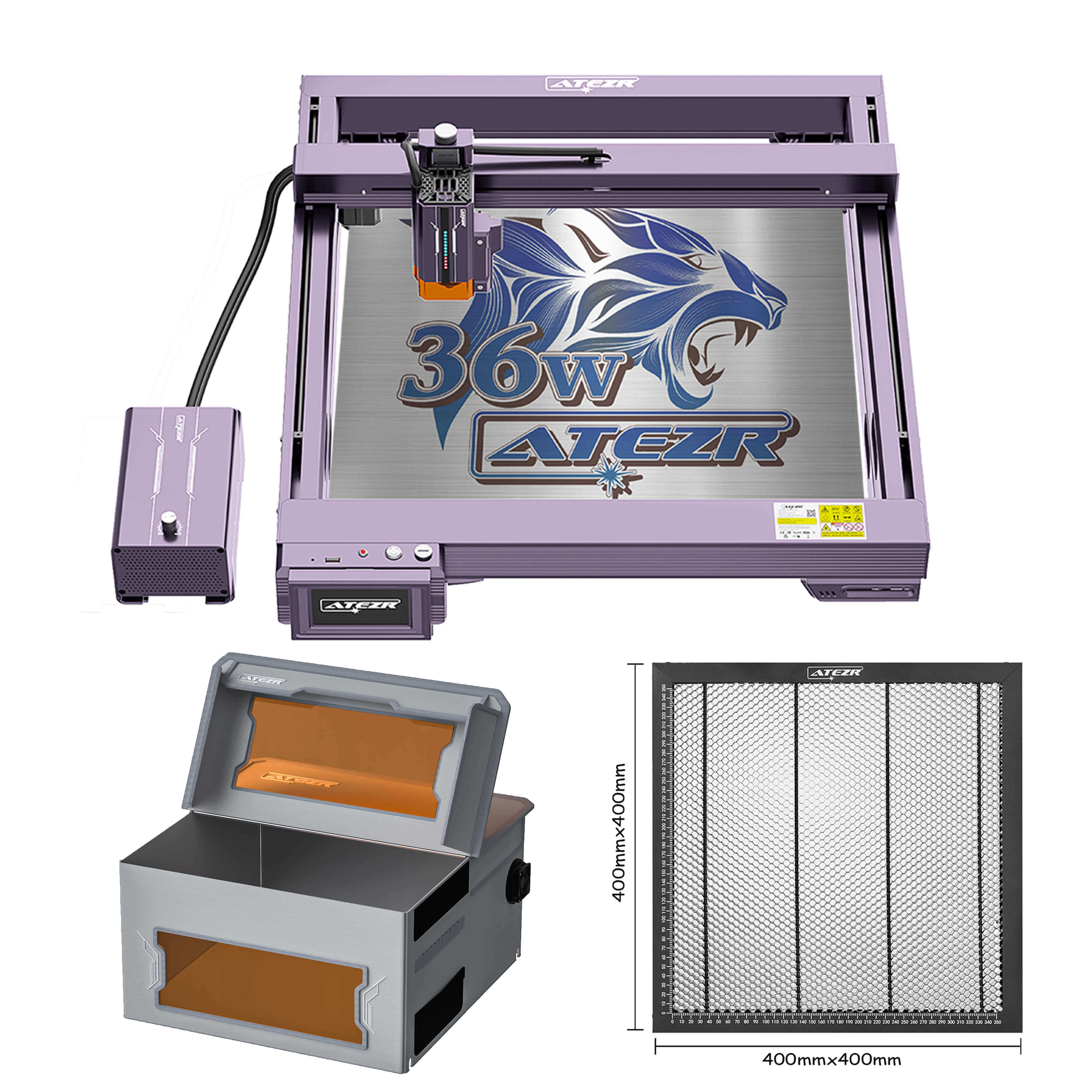 Atezr L2 36W Laser Engraver With AS Foldable Enclosure & F4 Table Panel